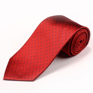 Corbata 100% seda jacquard HOWARDS LONDON,roja con topos azules